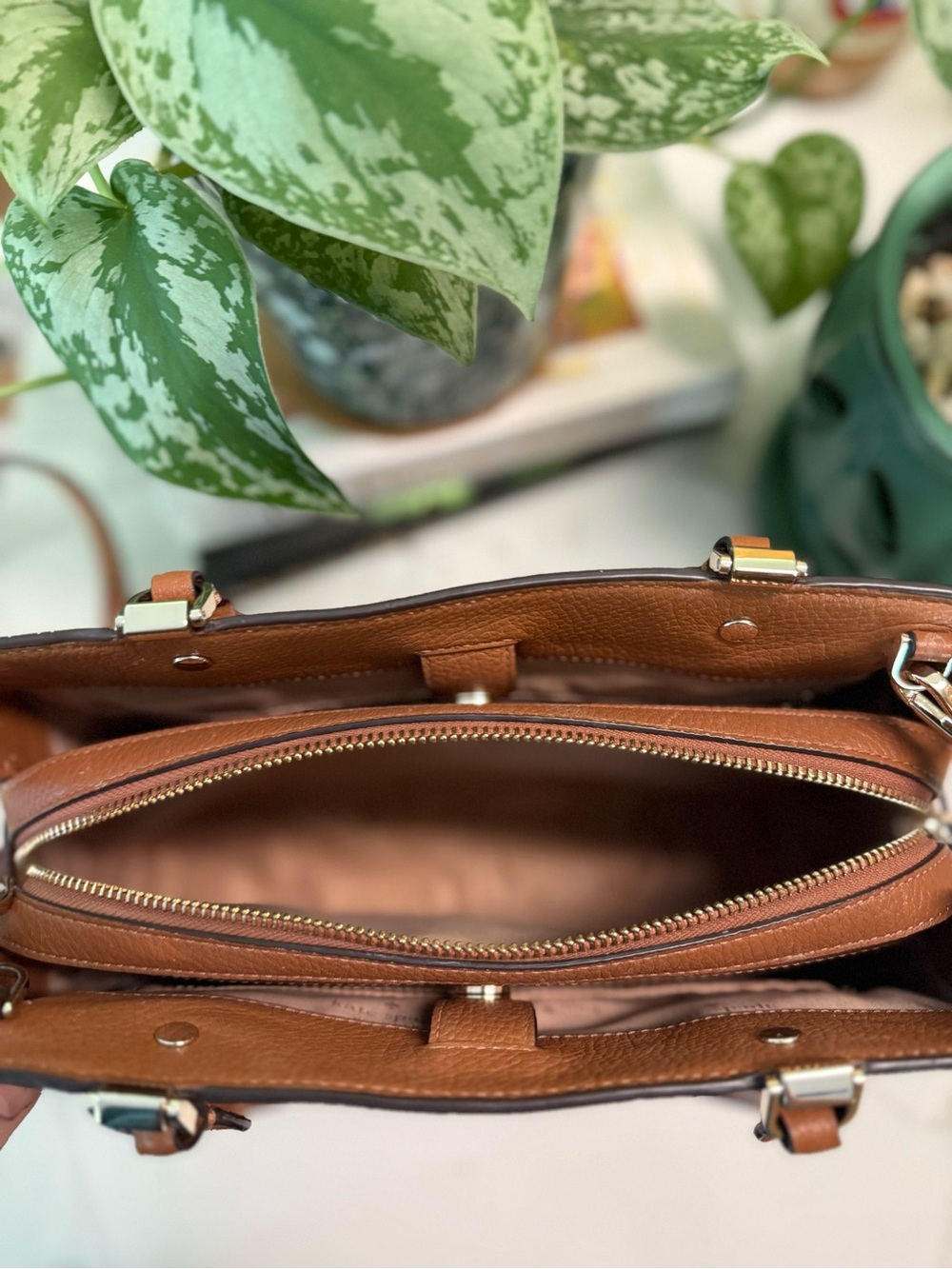 Kate Spade Cognac Pebbled Leather Satchel ♠️ - Picture 3 of 3